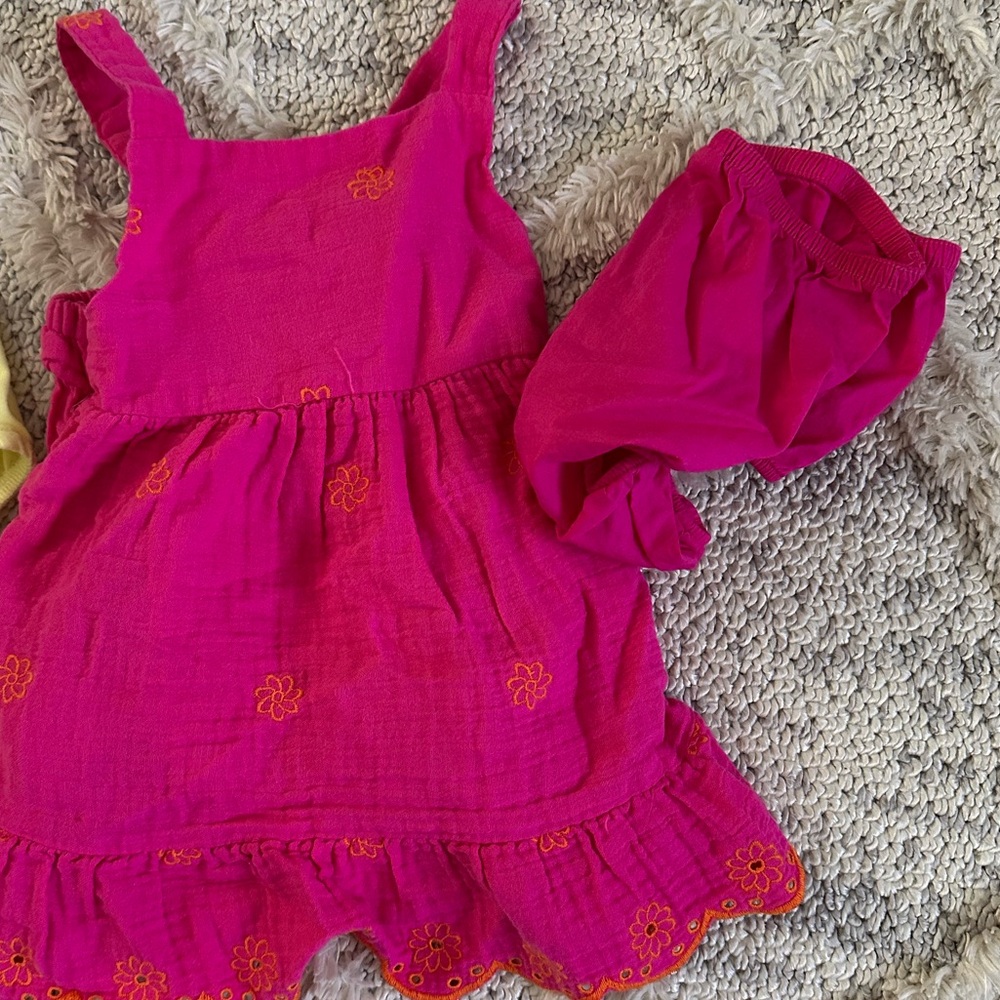 Cat & Jack Vibrant Pink summer dress w/matching bottoms